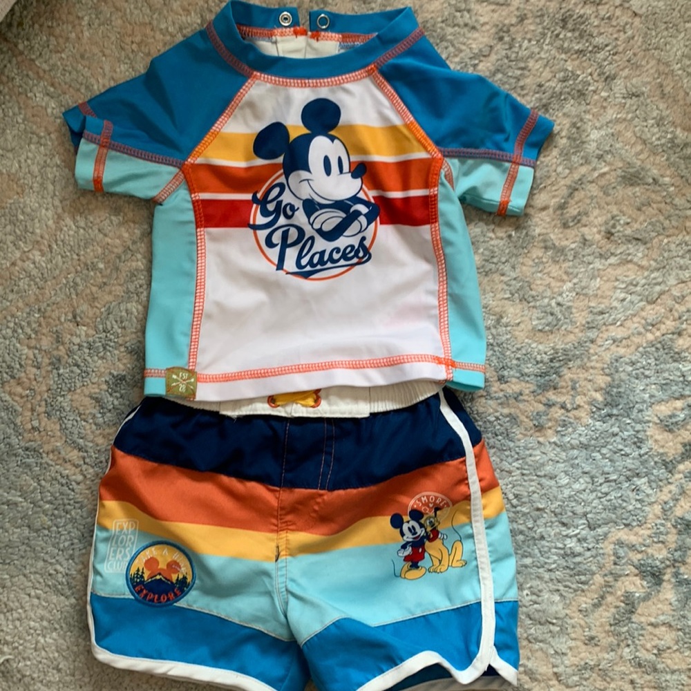 Disney Mickey bathing suit and rash guard